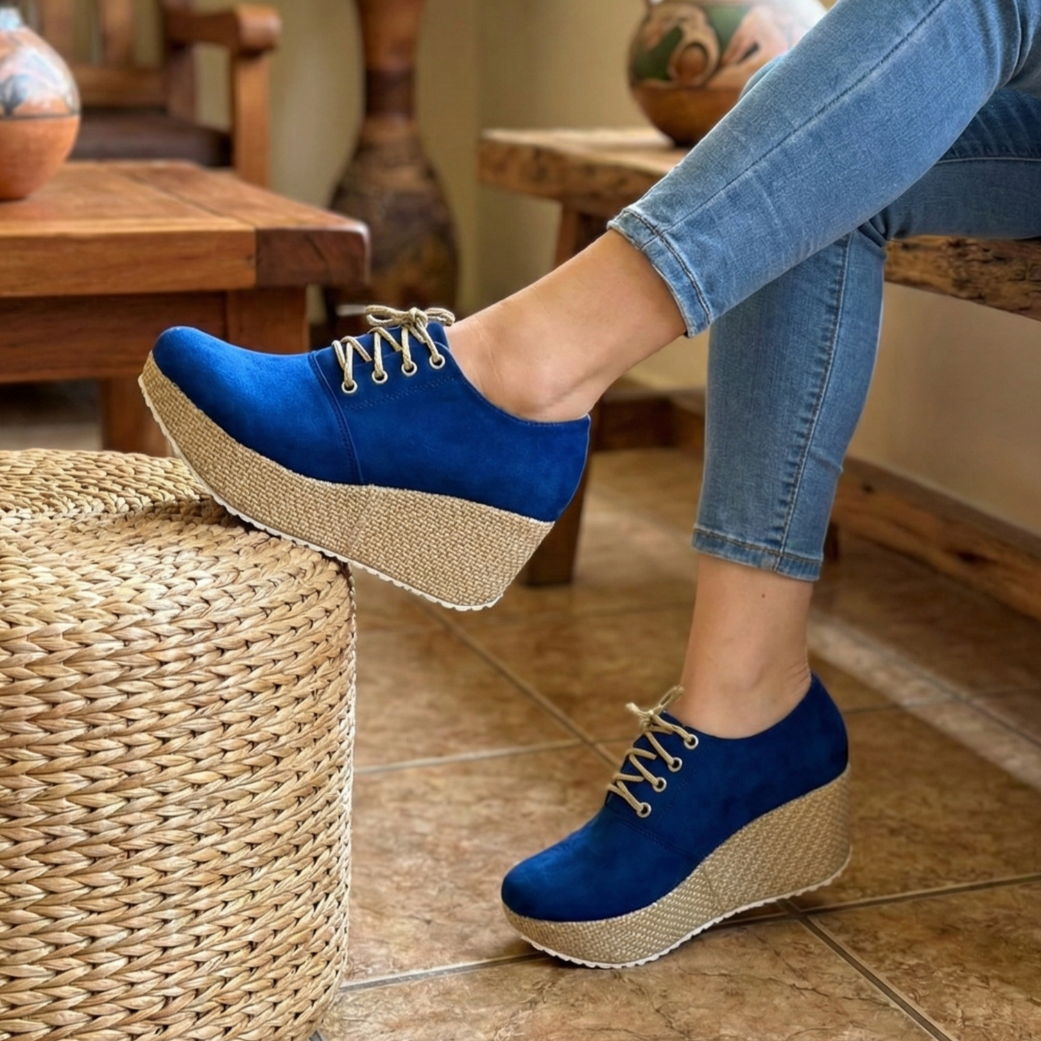 Plataforma Suede Wedge Oxford: Edición Bramante