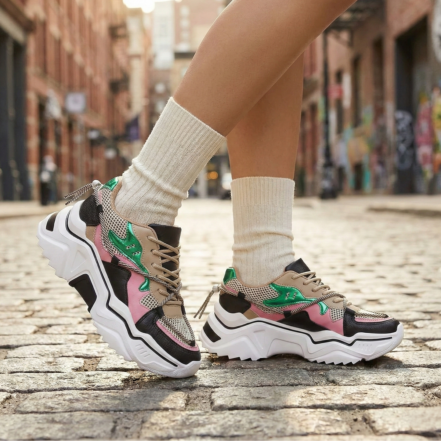 Sneaker Retro Pop: Plataforma Chunky & Colorblock Vibrante