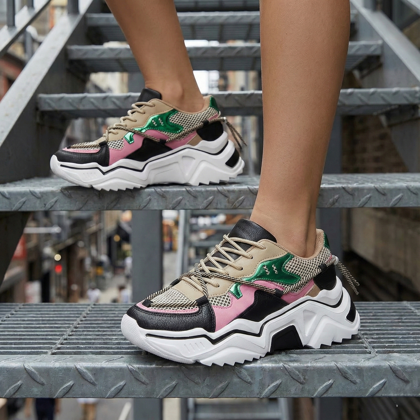 Sneaker Retro Pop: Plataforma Chunky & Colorblock Vibrante