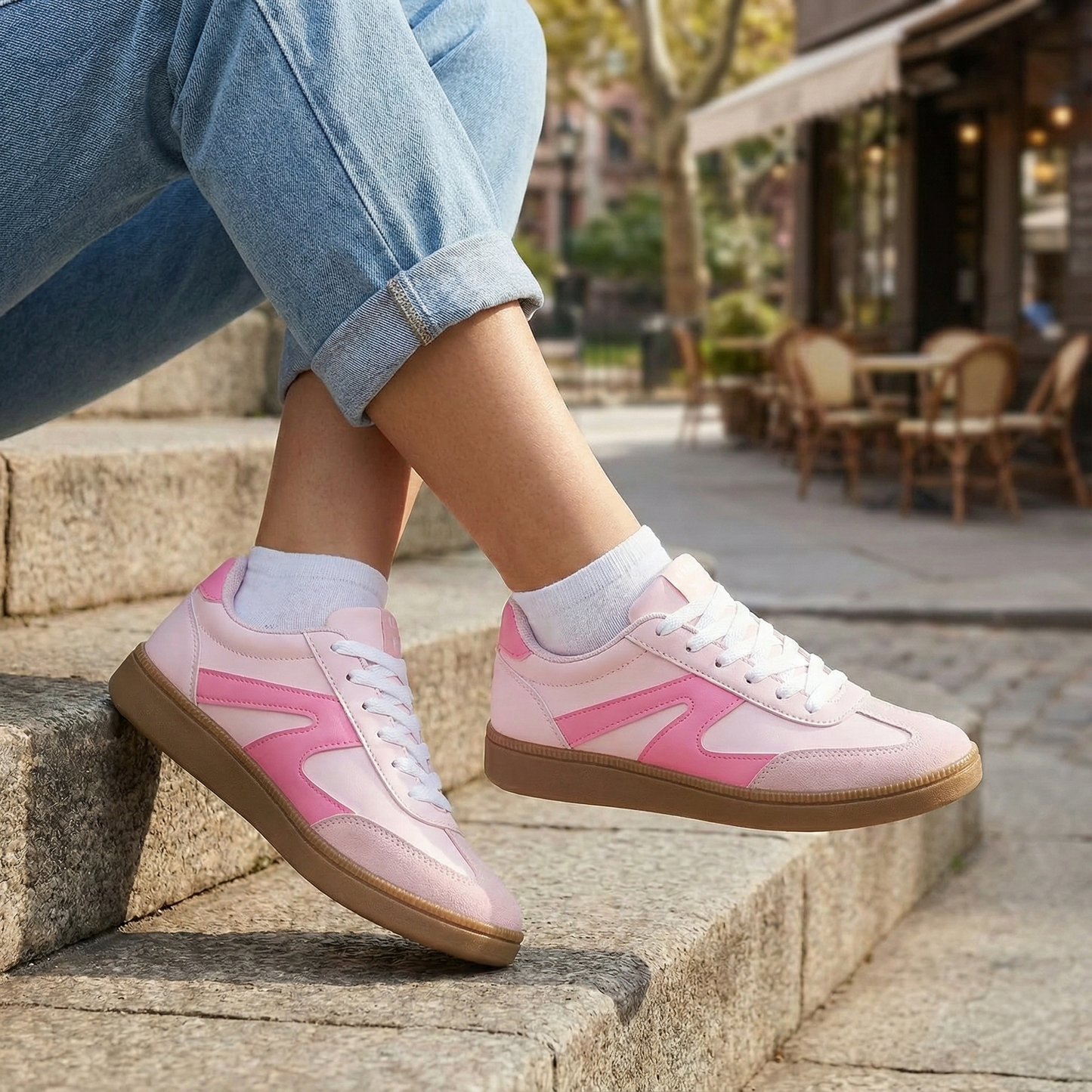 Sneaker Retro "Candy": Gamuza Patchwork & Suela Goma