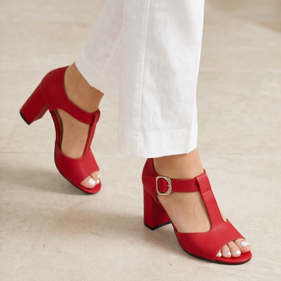 Zapato unido de en medio, tacon de 9 centimetros de alto