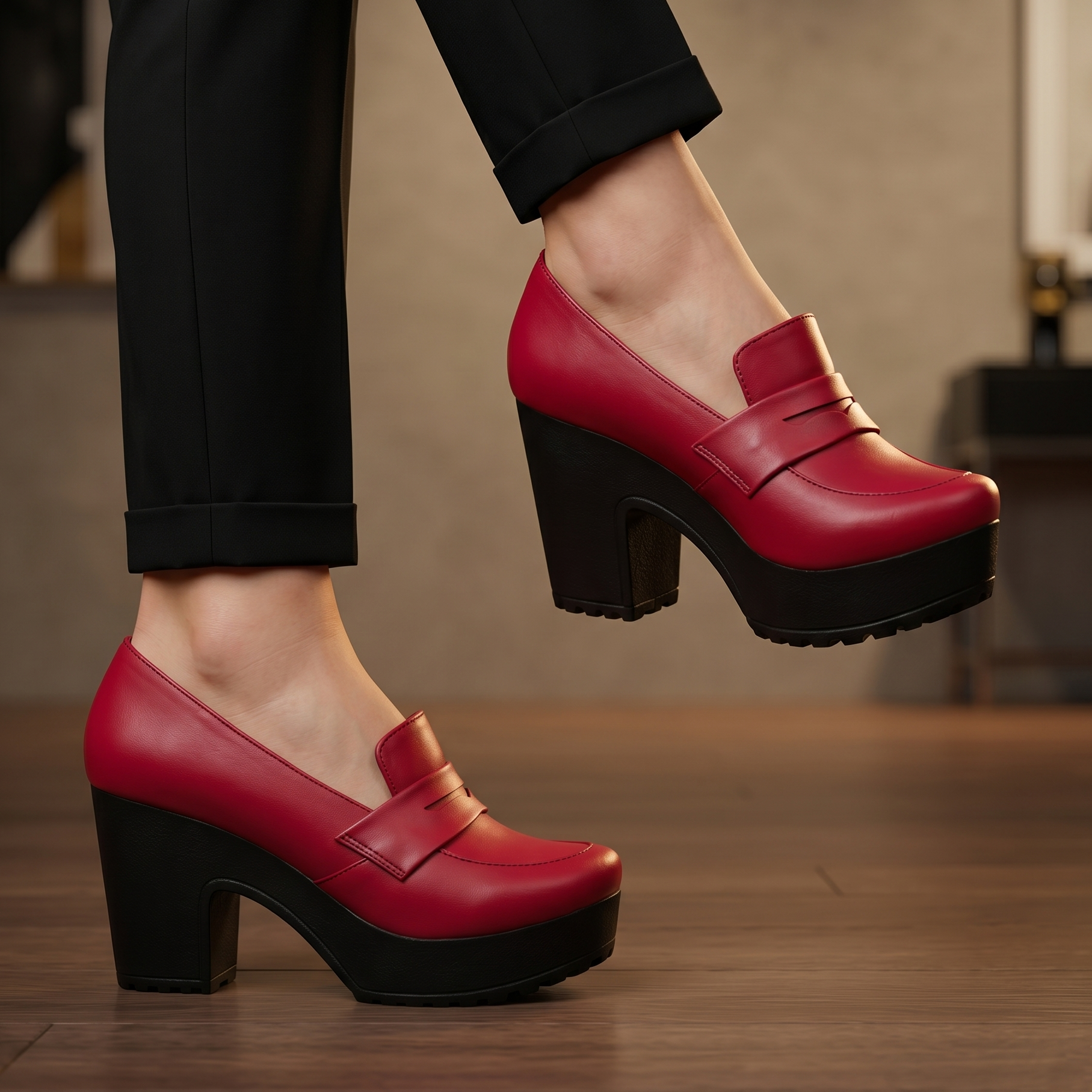 Tacón Mediano en Tonos Vibrantes. Estilo y Confort con Carácter
