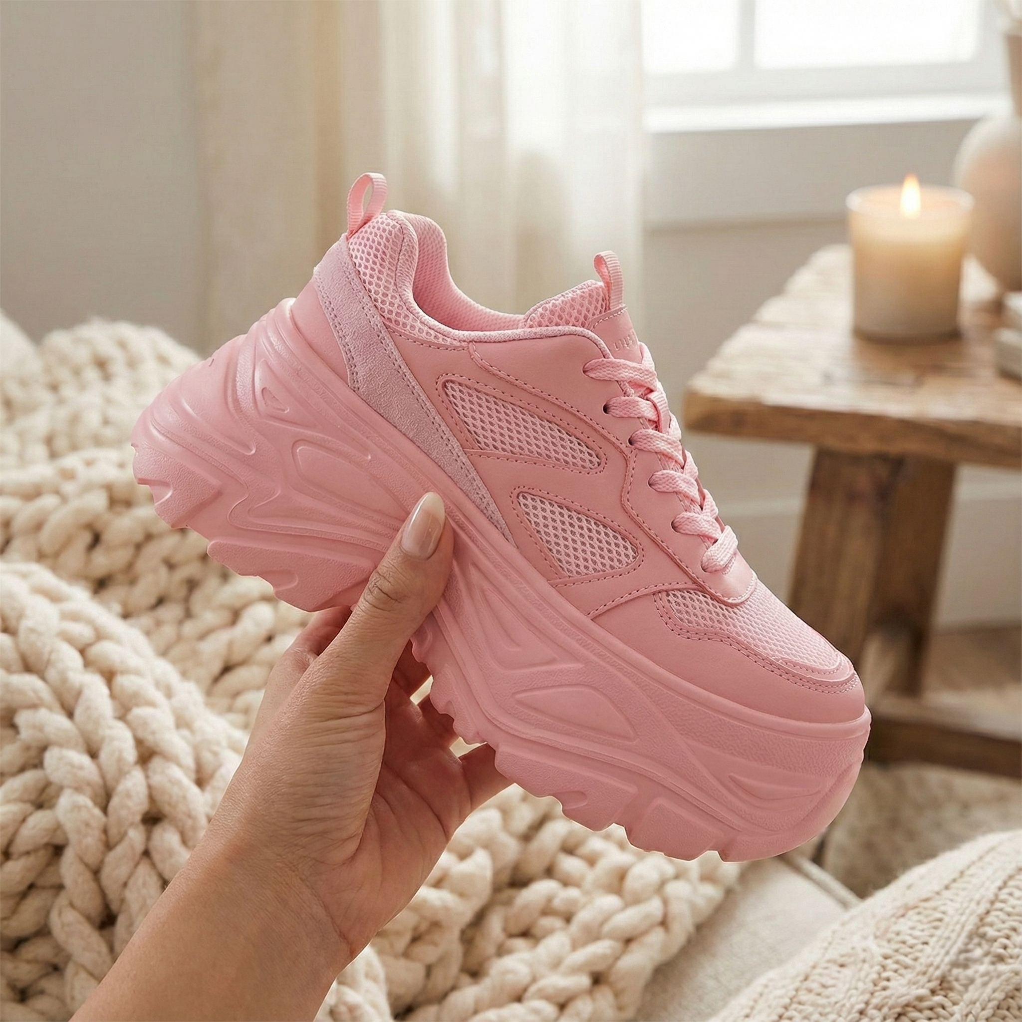 Sneaker Pink Tokio: Plataforma Chunky & Estilo Urbano