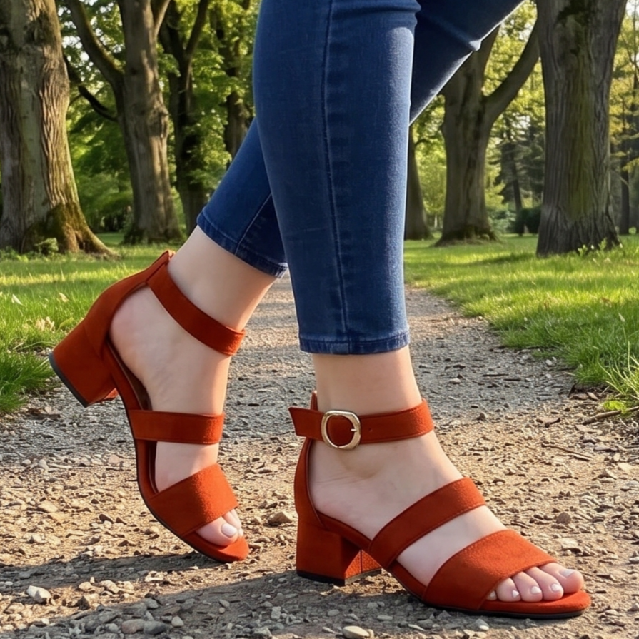 Zapato no tan alto hecho de gamuza