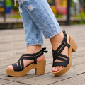 Sandalias de Tacón Mediano, Correas Cruzadas
