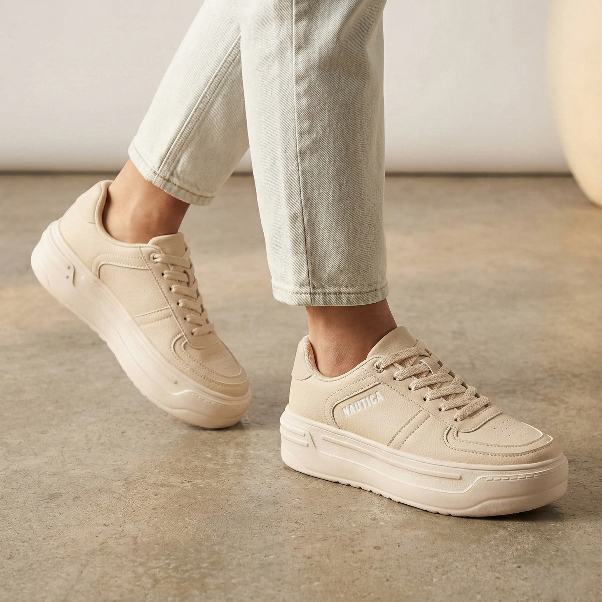 Tenis Plataforma Rayburn: Altura Chunky & Tono Hueso