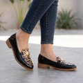 Mocasines Royale: Estilo Animal Print con Acabado Charol de Lujo