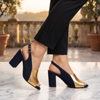 Sandalia Slingback "Aura" en Gamuza Azul Noche