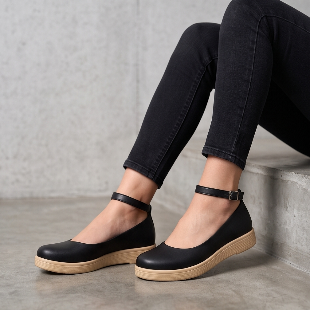 Zapato Casual Clásico con Correa Ajustable y Suela Confort