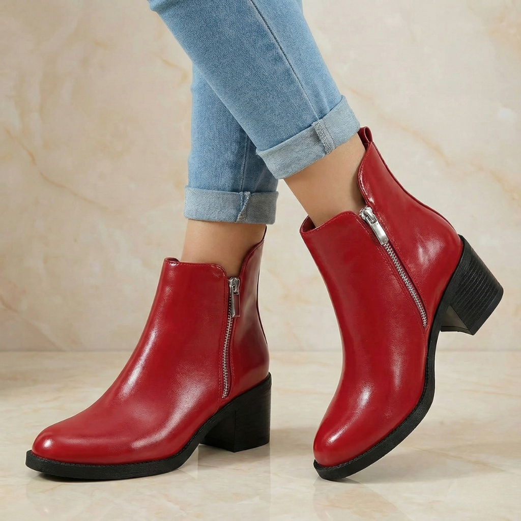 Botín Classic Suede: Tacón de Bloque & Zipper Lateral