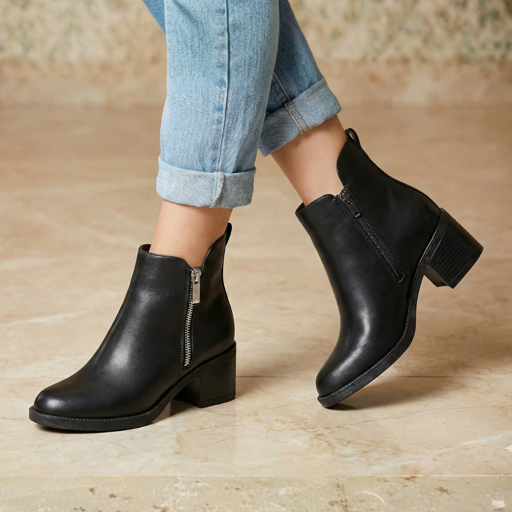 Botín Classic Suede: Tacón de Bloque & Zipper Lateral