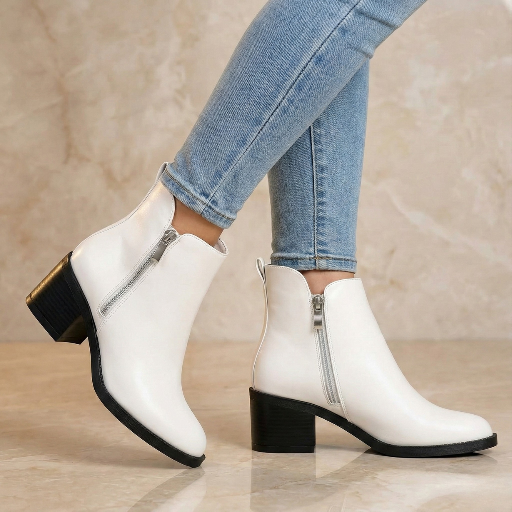 Botín Classic Suede: Tacón de Bloque & Zipper Lateral