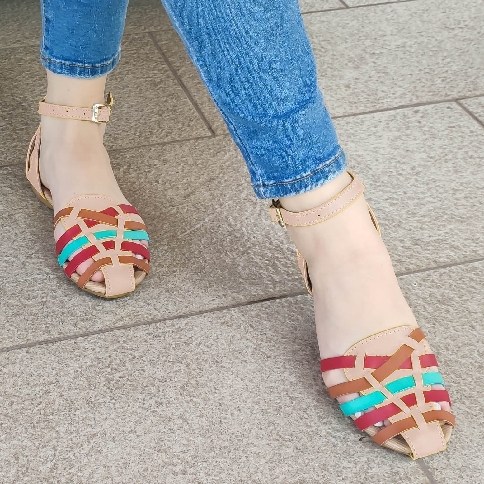 Zapato bajito estilo cangrejero colorido diseño Beige / 35 / Normal Zapatos bajitos