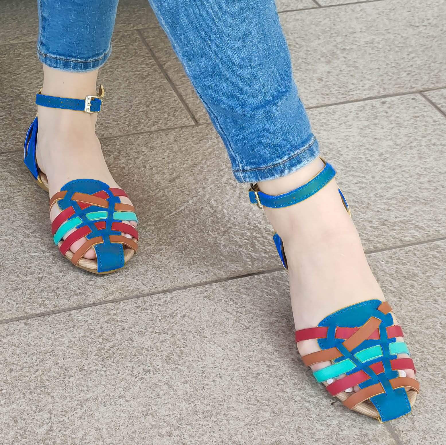 Zapato Bajito Estilo Cangrejero Colorido Diseño Azul / 35 Normal Zapatos Bajitos