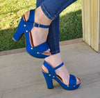 Zapatos altos para dama con Adornos Metálicos Azul / 35 / Normal Zapatos altos