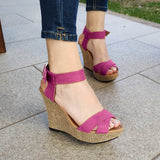 Plataforma De Gamuza Con Fajas Cruzadas Azul / 35 Normal Zapatos Altos