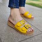Sandalia Con Dos Hebillas Ajustable Amarillo / 34 Normal Zapatos Medianos