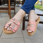 Sandalia Con Dos Hebillas Ajustable Rosado / 34 Normal Zapatos Medianos