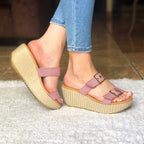 Sandalia Plataforma Mediana Ajustable De Gamuza. Elige Tu Color Favorito Rosado / 34 Normal Zapatos