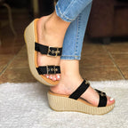 Sandalia Plataforma Mediana Ajustable De Gamuza. Elige Tu Color Favorito Negro / 34 Normal Zapatos