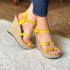 Zapato De Plataforma Con Todas Las Correas 100% Ajustables Amarillo / 34 Normal Zapatos Altos