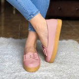 Zapato Cerrado Con Un Chongo Enfrente Suela Beige Rosado / 35 Normal Zapatos Bajitos