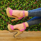 Tacones De Gamuza Y Forrados Bramante Fucsia / 35 Normal Zapatos Altos