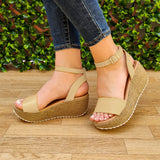 Sandalia Con Plataforma Forrada Fajas Hecha De Cuerina Gargantilla Beige / 34 Normal Zapatos
