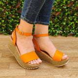 Sandalia Con Plataforma Forrada Fajas Hecha De Cuerina Gargantilla Anaranjado / 34 Normal Zapatos