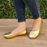 Flats Doradas Zapatos Bajitos