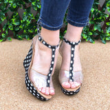 Plataforma Negra Con Puntos Blancos Zapatos Altos