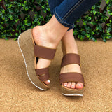 Sandalia Solo De Meter Plataforma Mediana Hecha Con 3 Fajas Cafe / 34 Normal Zapatos Altos