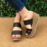 Sandalia Solo De Meter Plataforma Mediana Hecha Con 3 Fajas Negro / 34 Normal Zapatos Altos