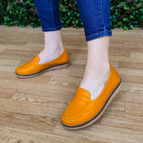 Bello Mocasin De Un Solo Color Con Plantilla Suave Estilo Bajito Anaranjado / 35 Normal Zapatos