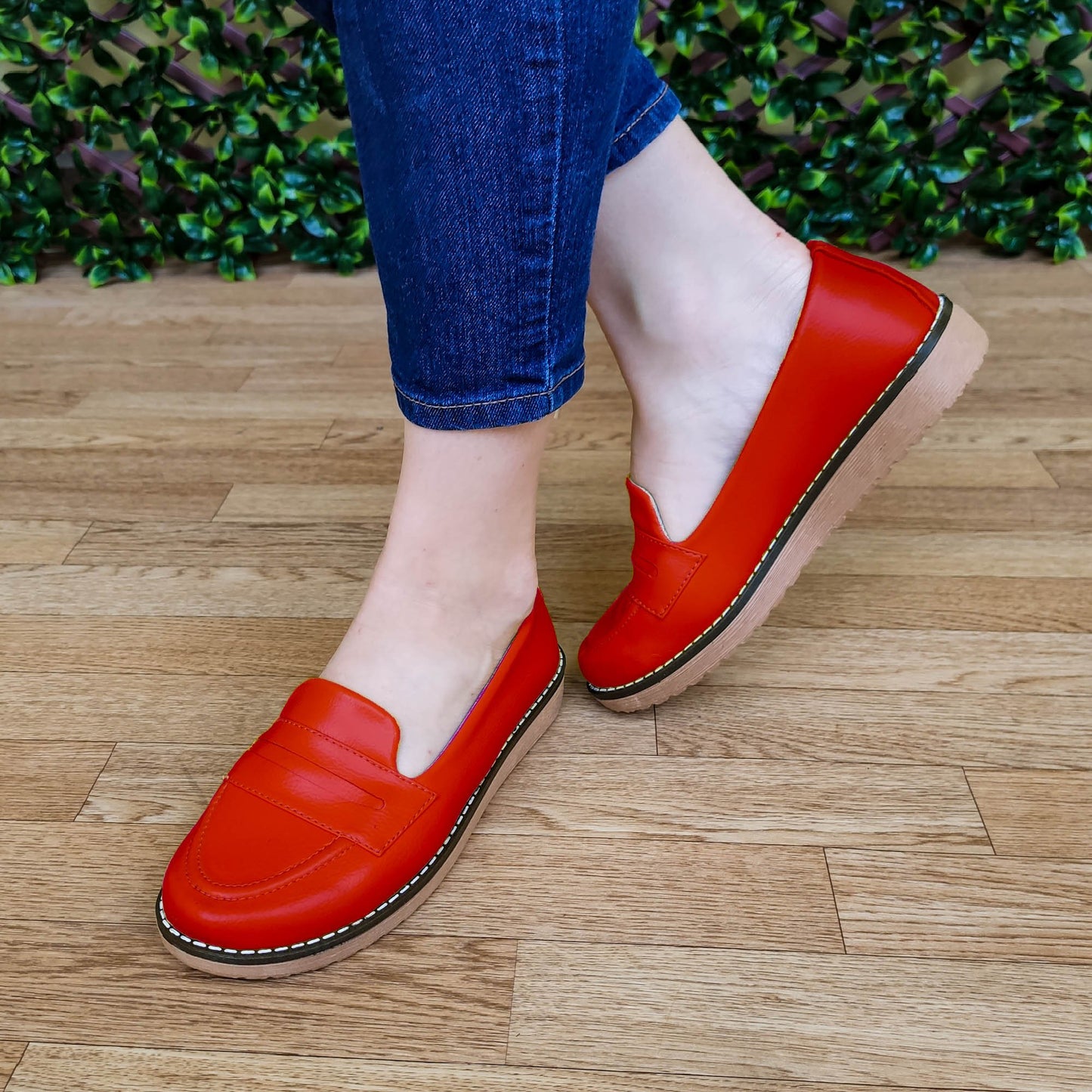 Bello Mocasin De Un Solo Color Con Plantilla Suave Estilo Bajito Rojo / 35 Normal Zapatos Bajitos