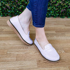 Bello Mocasin De Un Solo Color Con Plantilla Suave Estilo Bajito Blanco / 35 Normal Zapatos Bajitos