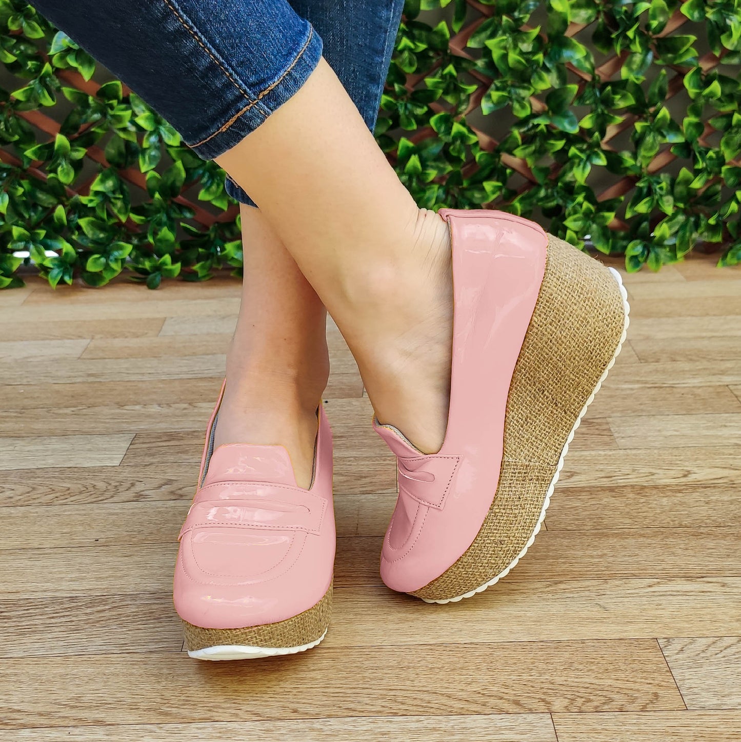 Plataforma Charol Brillante con suela forrada en Bramante