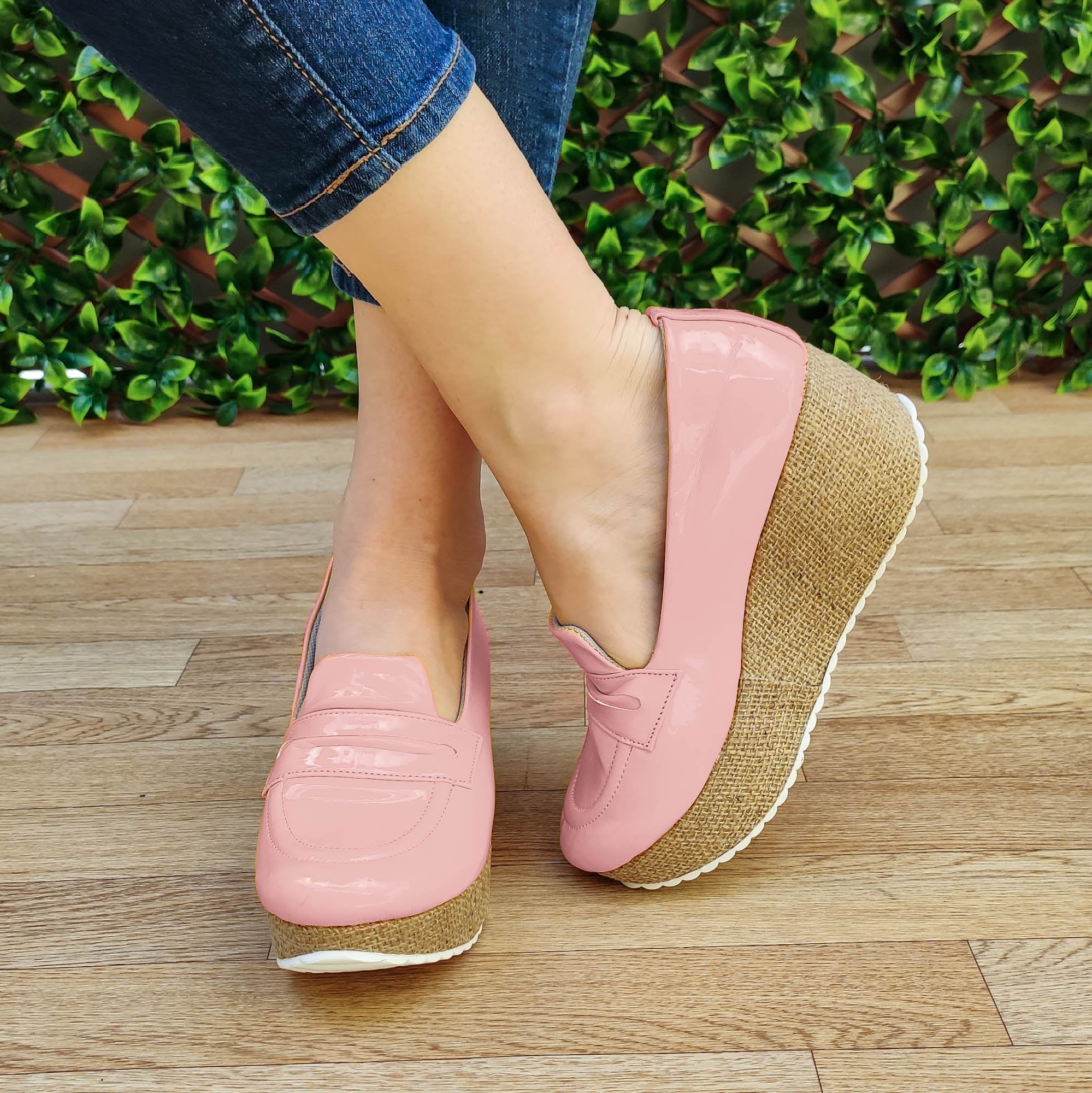 Plataforma Charol Brillante con suela forrada en Bramante