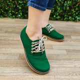 Zapato Bajito De Cordones Hecho Gamuza. Cómodos Para Uso Diario Verde / 35 Normal Zapatos Bajitos