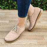Zapato Bajito De Cordones Hecho Gamuza. Cómodos Para Uso Diario Beige / 35 Normal Zapatos Bajitos