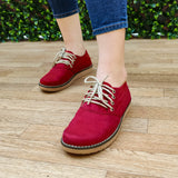Zapato Bajito De Cordones Hecho Gamuza. Cómodos Para Uso Diario Rojo / 35 Normal Zapatos Bajitos
