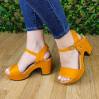 Suela De Tacon Cuadrado No Tan Alto Anaranjado / 35 Normal Zapatos Medianos