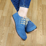 Zapato Bajito De Cordones Hecho Tela Jean. Fáciles Combinar Con Cualquier Ropa Zapatos Bajitos