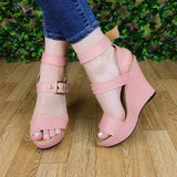 Plataforma Super Coqueta Con 3 Fajas Sexys Rosado / 35 Normal Zapatos Altos