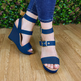 Plataforma Super Coqueta Con 3 Fajas Sexys Azul / 35 Normal Zapatos Altos