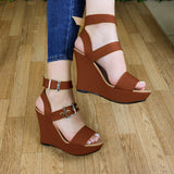 Plataforma Super Coqueta Con 3 Fajas Sexys Cafe / 35 Normal Zapatos Altos