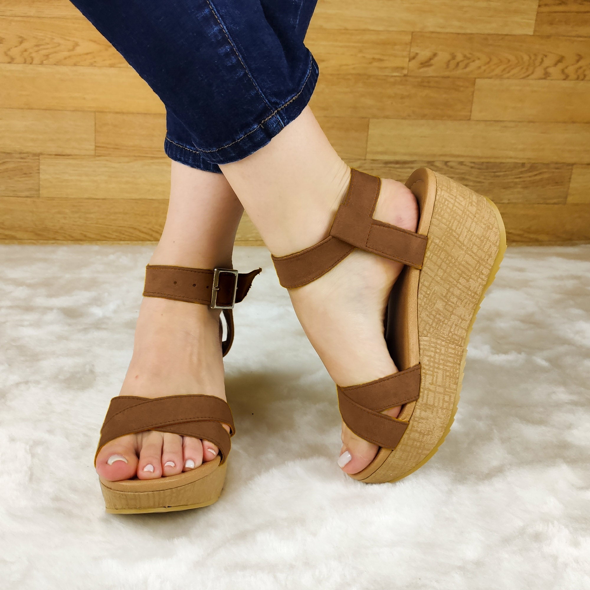 Calzado De Gamuza Con Tela Forrada En La Plataforma Zapatos Medianos