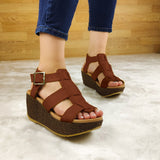 Plataforma Oscura Hecha Con Cuerina Cafe / 34 Normal Zapatos Medianos