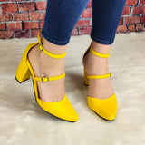 Tacón Cerrado De Enfrente Con Dos Fajas Delgadas Hebilla Ajustable Amarillo / 35 Normal Zapatos