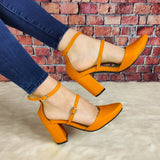 Tacón Cerrado De Enfrente Con Dos Fajas Delgadas Hebilla Ajustable Anaranjado / 35 Normal Zapatos